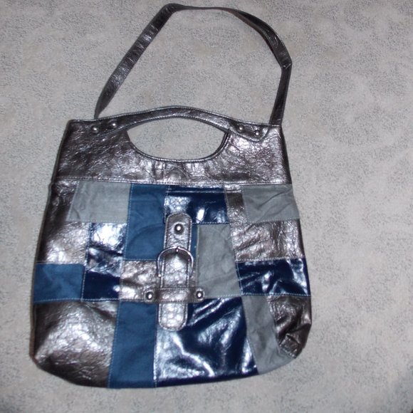 Suede & Faux Leather Patchwork Purse - Picture 1 of 8